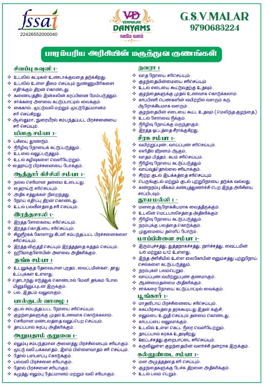 Health benefits of traditional Tamil rice varieties — page 1